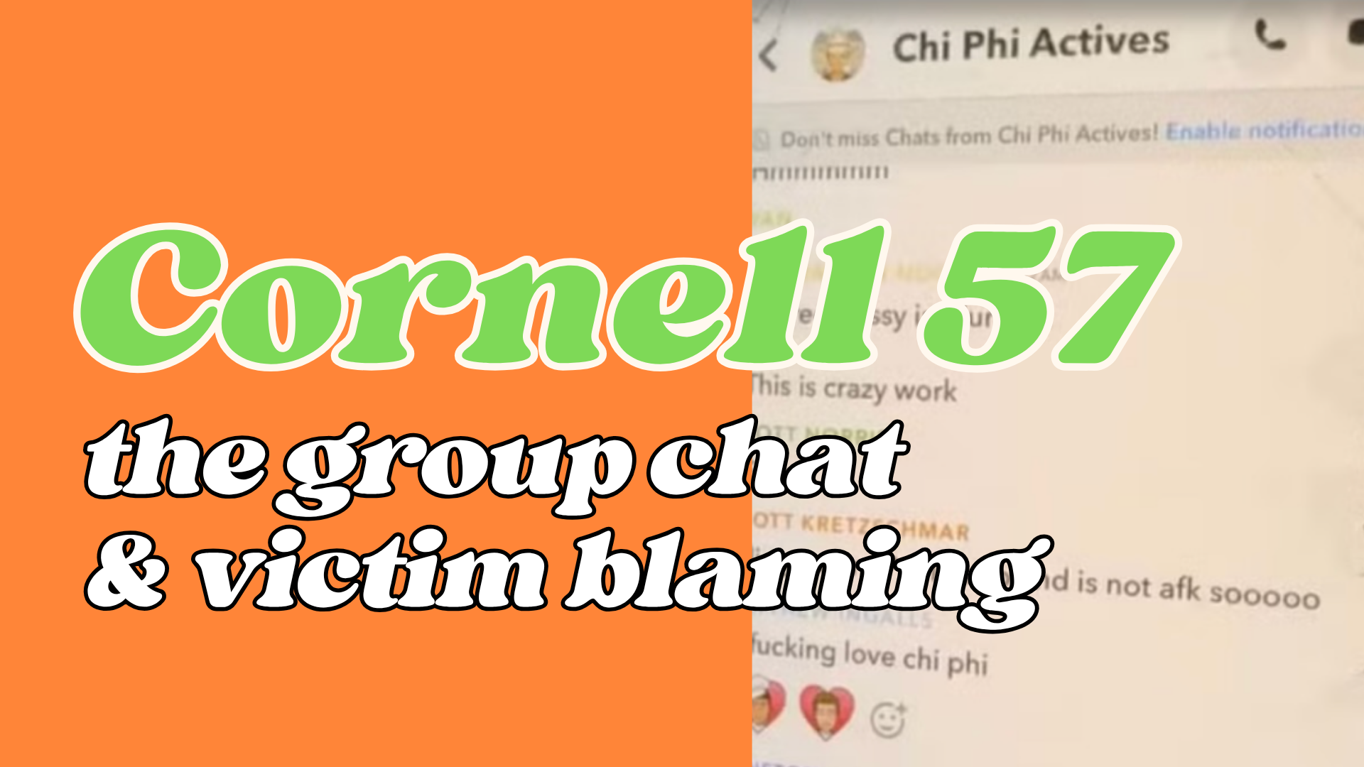 Messy Liberation episode artwork on the Cornell sexual assault case, the group chat, and rape culture